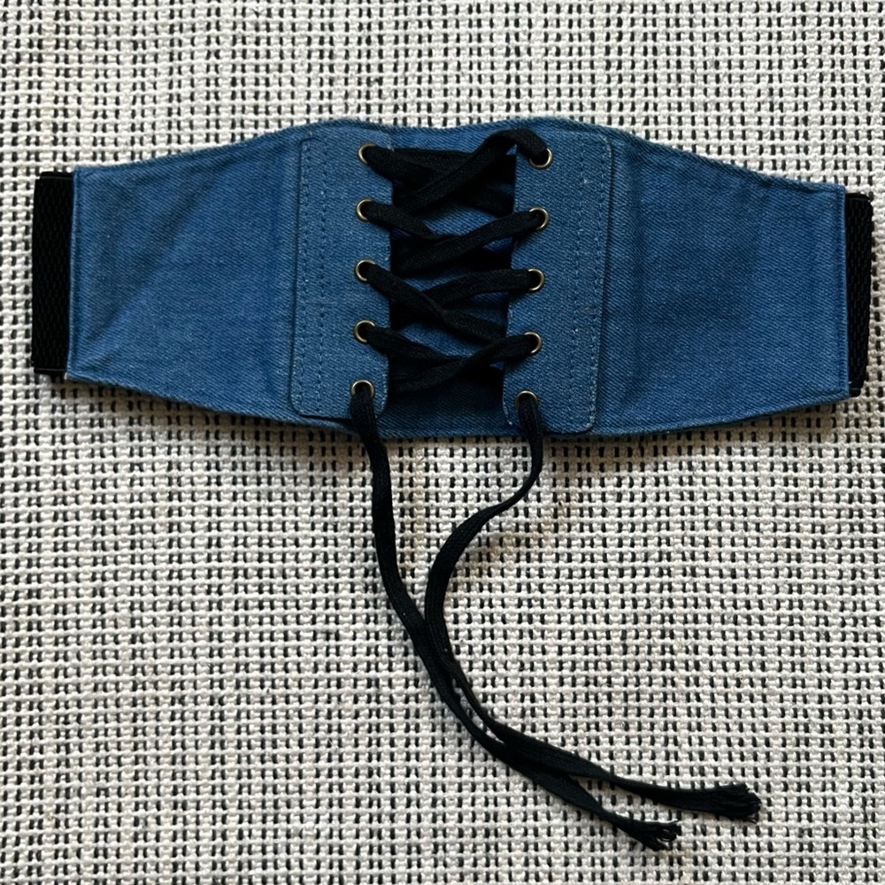 Blue and Black Stretchy Thick Waist Belt